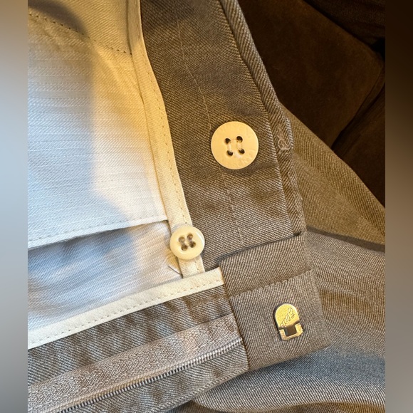 Lands End Direct Merchant Tan Pleated Deep Pockets Suspender Dress Pants Sz 32 - Picture 10 of 15